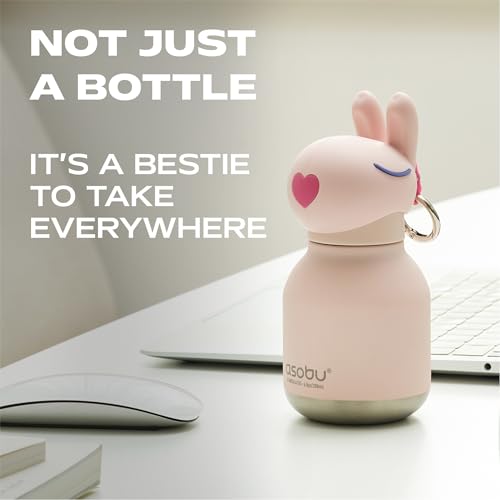 asobu Mini Bestie Water Bottle, Cute Collectible Character, Stainless Steel | 6.7 oz, Leak Proof Seal, Spill Resistant, BPA Free Materials, Dishwasher Safe, Reusable Straw Included, Great Gift Idea - color: MINI BUBBLES THE BUNNY