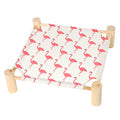Patas Lague Cat Hammock Bed Small Eleveted Dog Bed 19x19 in Flamingo | Brethable Wooden Pet Bed, Cooling Rabbit Cot, Outdoor Cat Furniture For Summer - color: Flamingo
