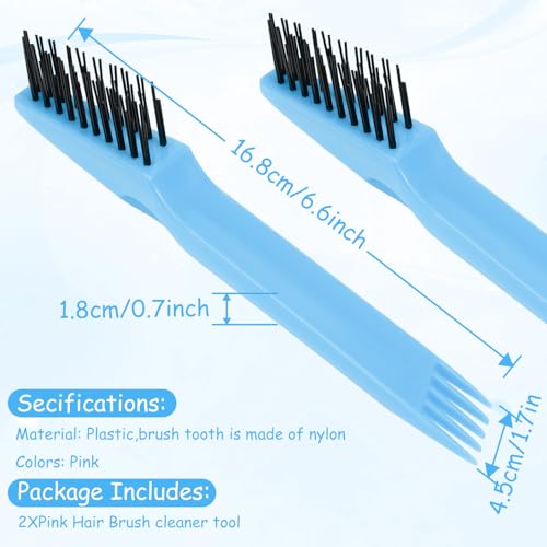 Yaomiao 2 Pcs Hair Brush Cleaner Tool 2-in-1, Light Blue Hairbrush Cleaner for Removing Hair Dust, Mini Comb for Removing Dirt, Home Salon Use - color: Light Blue