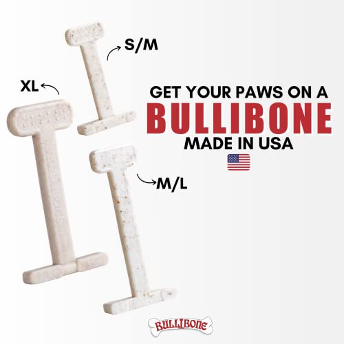 Bullibone Nylon Dog Chew Toy for Aggressive Chewers - Dental Hygiene Bone with Bacon Flavor, Durable Tough Chew Toys for Large Dogs, Indestructible Dog Bone - Single - size: Large - Single