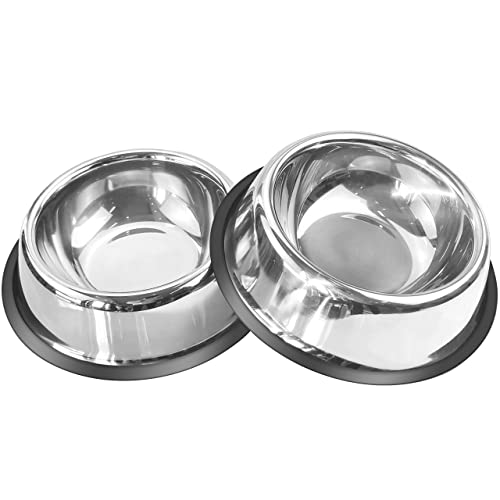 Mlife Stainless Steel Dog Bowl with Rubber Base for Small/Medium/Large Dogs, Pets Feeder Bowl and Water Bowl Perfect Choice (Set of 2) - size: 8oz
