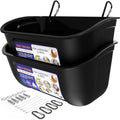 Goovilla Chicken Feeder Waterer, Hanging or Screw-in, 2 Pack 5 Quart, Black | With Clips and Screws, Goat Feeding Supplies, Duck Piglet Sheeple Coop Dog Livestock Poultry Plastic Feeder Trough Bucket - color: Black, size: 5 Quart