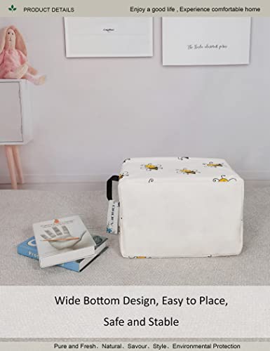 Rectangular Fabric Storage Bin, Foldable Bee print Basket | Damp-proof canvas with reinforced stitched handles.Great for clothes,books & sundries in closets,playrooms,laundry rooms. - color: Bee