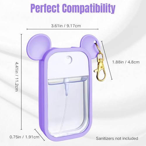 Mouse Design Silicone Case Compatible with Touchland Hand Sanitizer Spray 1 fl oz, Silicone Protective Case Holder with Keychain for Power Mist and Glow Mist, Purple - color: Purple
