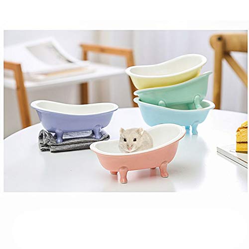 Summer Hamster Ceramic Bed Bathtub, Small Animal Ice Accessories Cage Hideout Toys，Bird Relax Habitat House, Sleep Pad Nest or Hamster, Food Bowl for Guinea Pigs/Squirrel/Chinchilla - color: Yellow