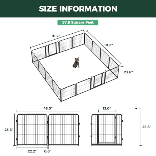 FXW Instant Dog Playpen, RV Camping, Outdoor & Yard, 24" H, 16 Panels | Portable, Easy setup, Heavy-duty, DIY layouts, For Puppies & Small Dogs, Patented - size: 24"H