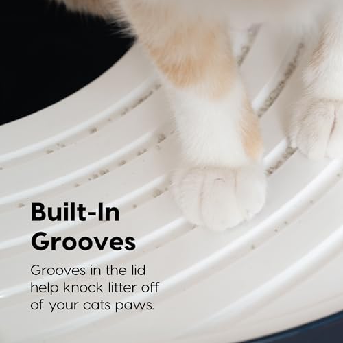 IRIS USA Large Top Entry Cat Litter Box, Hooded Privacy, Navy/White | Dog-Free Zone, Mess Containment System, Protected Interior, Dog Proof Pan, Odor Trapping, Easy Scoop Access - color: Navy, style: Top Entry