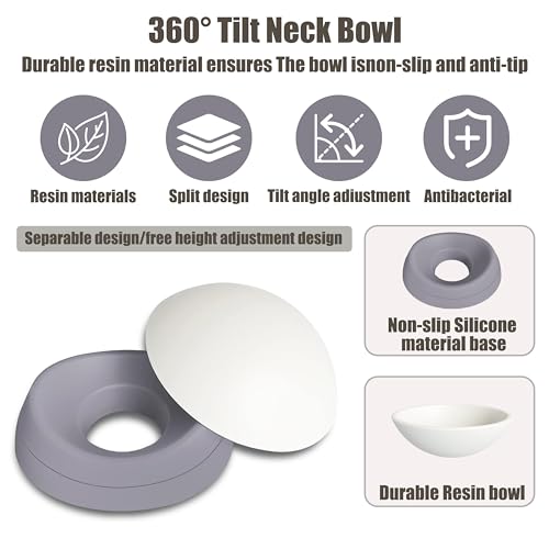 French Bulldog Food Bowl- Slanted Tilted Pug Food Water Bowl,Cat Bowl- Feeder for Frenchie/Shih Tzu/Flat Faced Small Dogs/Puppies/Cats (Grey, 4 Cup) - color: Grey, size: 4 Cup
