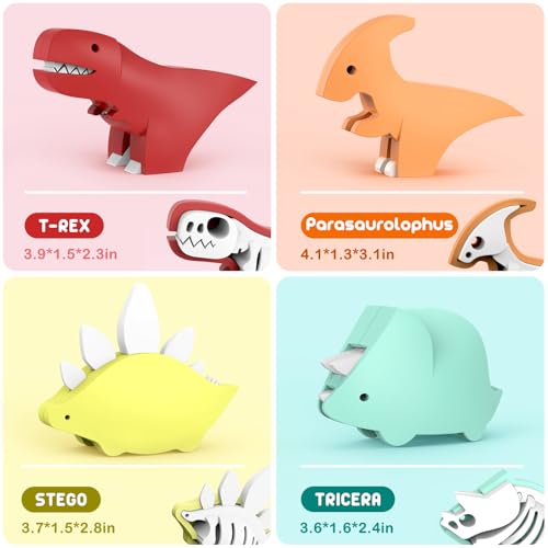 Magnetic Animal Building Toys, STEM Toddler Learning Toys 3D Puzzle Animals for Boys Girls, Educational Magnetic Travel Montessori Toy Lion Elephant, Unique Birthday Gift (Dinosaur Animals, Count, 4) - style: Dinosaur Animals