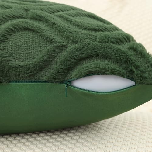 decorUhome Faux Fur Plush Forest Elf Throw Pillow Covers 16x16 Set of 2 | Plush Solid Fall Couch Pillow Covers, Accent Modern Farmhouse Neutral Decorative Soft Pillow Cases for Sofa Bed Living Room - color: Forest Elf, size: 16" x 16" (Pack of 2)