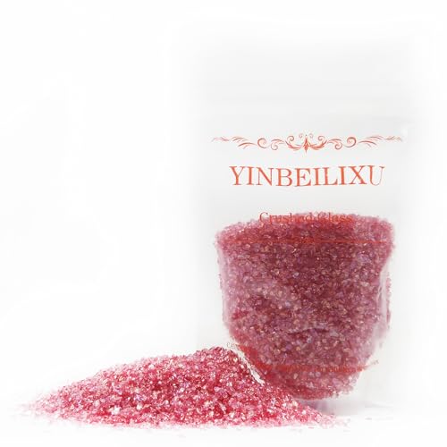 Crushed Glass Glitter, Broken Stones Shattered Glass Chips for Resin Art Crafts, Epoxy Resin Supplies, Geod Painting, DIY Art Projects, Jewelry Making, 2-4mm, 200g/7oz (Watermelon Red) - color: Watermelon Red