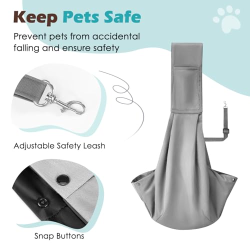 Pawaboo Small Dog Sling Carrier | Reversible Puppy Small Pet Carrier,Hands Free,Safety Buckle,Storage Pocket for Travel,Outdoor Activities Light Gray - color: Light Gray