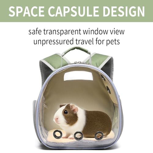 Bunny Carrier, Guinea Pig Carrier,Small Animal Carrier Backpack for Rabbit,Bearded Dragon, Lizard,Hamster,Kitten. Breathable Pet Travel Cage Bag (Army Green) - color: Army Green