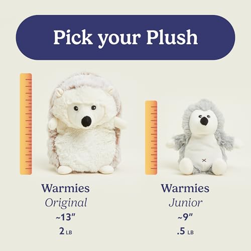 warmies Junior Microwavable & Weighted Stuffed Animals, Hedgehog - Heated Stuffed Animal Plushie for Warmth & Comfort - Cute Soft Plush Toys for Adults & Children (Boys, Girls, Babies & Toddlers)