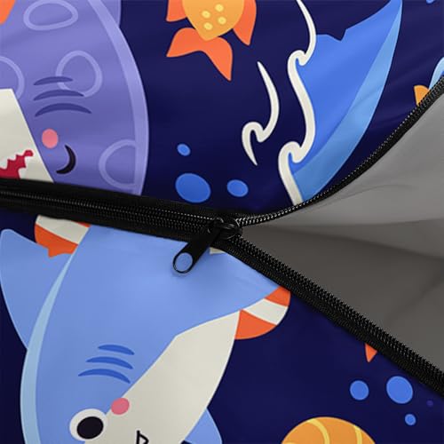 QOOMO Camping Sleeping Bags,3 Season Warm & Cool Weather,Lightweight,Waterproof Sleeping Bags for Adults & Kids,Traveling,and Outdoors,Camping Gear Equipment - color: cartoon shark