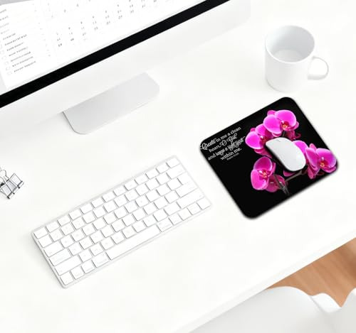 9.5x7.9 Inch Office/Gaming Mouse Pad, Create in Me a Clean Heart Christian Bible Verse Scripture, Vibrant Pink Orchids with Inspirational Quote Cute Anti-Slip Mat for Desk - color: Colorful Pattern Art11