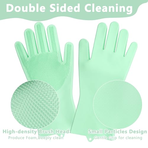 Pet Grooming Gloves—Dog Washing Gloves with High-Density Teeth | Dog Bath Scrubber with Enhanced Five Finger Design, Silicone Gloves for Dogs and Cats Bathing, Massage (Green) - color: Green