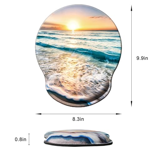 Mouse Pad with Wrist Support, Ergonomic Mouse Pad with Memory Foam Wrist Rest Cushion, Non-Slip Rubber Base Gaming Mice Pad for Home Office Computer Laptop, Beach - color: O-beach