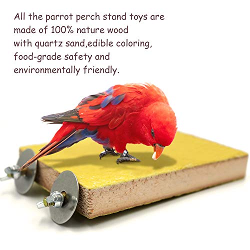 6 Pcs Bird Perch Stand Toy, Wood Parrot Stand Platform Colorful Sand Paw Grinding Stick Cage Accessories Exercise Toys for Cockatiel Conure Budgies Parakeet Lovebird Hamster Gerbil Rat Mouse (6 Pcs) - color: 6 Pcs