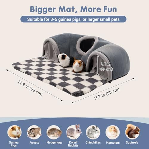 Avont Guinea Pig Tunnel, Small Animal Hideaway Tube Toy | Cozy Plush Tunnel for Guinea Pigs and Small Pets with Non-Slip Bottom and 2-In-1 Design in Large Size Gray - color: Grey, size: Large