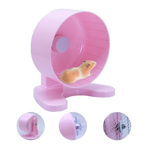 Hamster Wheel, 6.5" Super-Silent Exercise Wheels, Dual-Bearings Quiet Spinner Running Wheels, 3 Installation Methods, Fits Any Hamster Cage, Hamsters Toy for Dwarf Hamsters, Gerbils, and Small Pets. - color: Pink, size: Small