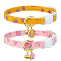 2 Pack Cotton Cat Collar Yellow and Pink Rose Cute Kitten Cat Collar | Breakaway Breathable Soft material With cute pendants with Bell - color: Yellow Rose&Pink Rose