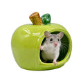 Cute Ceramic Hamster Hideout Habitats Syrian Dwarf Hamster Hide Hideaway House Cozy Bed Mini Chinchilla Gerbils Mice Hut Small Animals Sand Bath Cave Cage Accessories (Green)