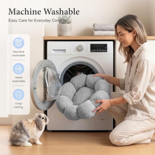 Rabbit Bed for Large Bunny Guinea Pig & Other Small Pets, Gray | Washable Soft Plush Hideout, Cozy Sleeping Bed for Indoor Cage or Playpen Use, Petal Shape - color: Gray