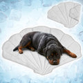 PetAmi Dog Cooling Mat, Sea Shell Shape, Pet Pad with Cooling Nylon & Soft Fleece, Q-Max > 0.4 Reversible All Season Blanket for Dogs & Cats, Large 51x59 in, Light Grey - color: Light Grey, size: Large