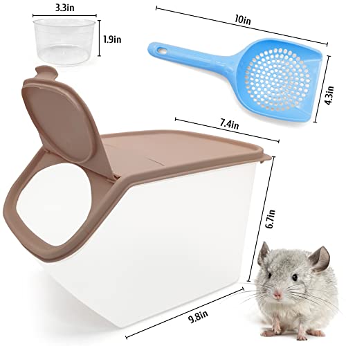 BNOSDM Chinchilla Sand Bath Container Chinchilla Dust Bath Tub Transparent Hamster Toilet Shower Room Plastic Hamster Bathroom Kit with Sand Cup&Scoop for Gerbil Hedgehog Squirrel (Coffee) - color: Coffee