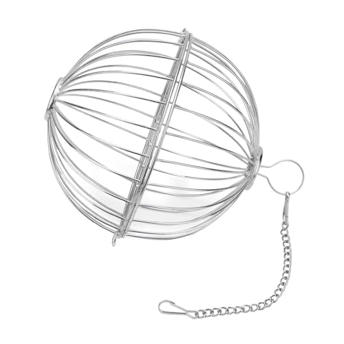 Rabbit Hay Ball Stainless Steel Hanging Feed Dispenser for Bunny Hamster Guinea Pig Rat Chinchilla (A: 5.11inch, Silver) - size: A: 5.11inch