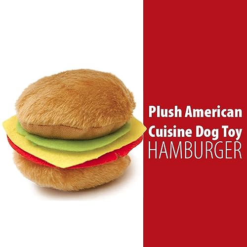 Jeffers Pet Plush Food Themed Dog Toy with Squeaker, 4.5 inch - Hamburger - color: Brown Burger