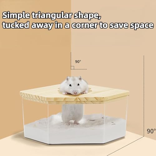 Hamster Sand Bath Box Container, Mini Pet Sandbox Lid Design Take Bath Wooden Sandbox Dust Bath, Transparent Bathroom & Digging Box Acrylic Hamster Litter Box Small Animal Accessories (D Large) - style: D Large