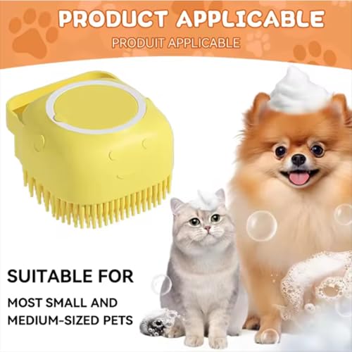 Pet Grooming Bath Brush with Shampoo Dispenser, Soft Silicone Bristle Massage Brush for Dogs and Cats, Gentle Scrubber for Long & Short Haired Pets, Shower Bathing Grooming -pink - color: Pink