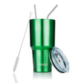 D·S 30oz Green Tumbler Stainless Steel Insulated Travel Mug with Straw Lid Cleaning Brush (30oz Christmas Green) - color: Christmas Green