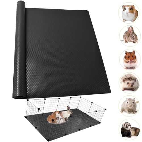 Guinea Pig Bedding Cage Liner 24"×118" 1pcs Waterproof Rabbit Bedding, Waterproof and Reusable Pads for Guinea Pigs, Rabbits, Hamsters, Gerbils, and Chinchillas?Black Mat - color: 1 PCS Black 24"×118"