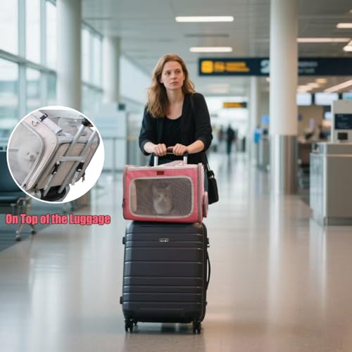 Soft Cat Carriers Pink Small Dog Carrier Airline Approved,Expandable Pet Carrier,Strudy,Ventilated,Soft Sided Pets Carriers Cage,Durable Small Animals Travel Bag Outdoor Carry Kennel - color: Pink