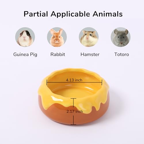 Guinea Pig Food Bowl Hamster Ceramic Water Dish Anti-Spill & Prevent Tipping Rabbit Feeding Bowl for Guinea Pig, Syrian Hamster, Bunny, Rat, Chinchilla, Squirrel, Small Animals (Pink+Purple) - color: Pink+Purple