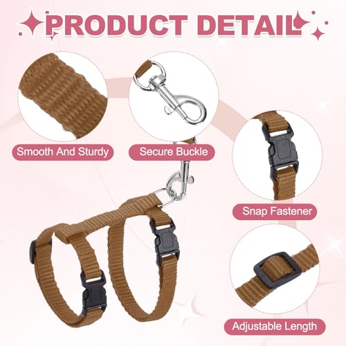 Rabbit Harness and Leash, Escape Proof Bunny Cat Leash Small Animal Harness Soft Adjustable Buckle(2Pcs, Brown) for Bunny Kitten Cats Puppies Walking Hiking Training - color: Brown