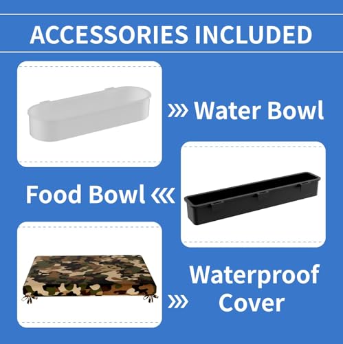 STILLCOVE Small Chicken Cage Outside, with Waterproof Cover & Bowls | with Removable Trays, Universal Wheels, Small Animal Enclosure for Rabbit, Bunny, Cat, Kitten, Dog, Guinea Pig, Ferret, Duck