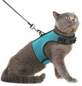 PUPTECK Soft Mesh Cat Vest Harness and Leash Set Puppy Padded Pet Harnesses Escape Proof for Cats Small Dogs (Large, Lake Blue) - color: Lake Blue(Reflective), size: L(NECK 8.5"-10.5", CHEST 12.5"-15", 6-10 lbs)