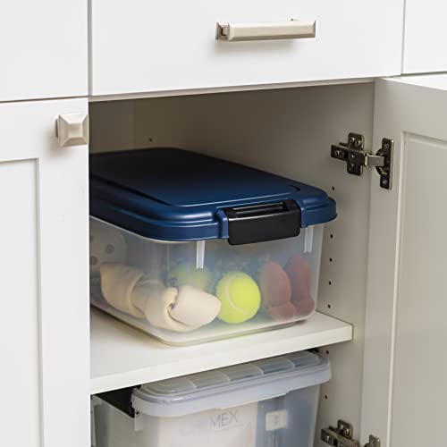 IRIS USA Airtight Dog Food Storage Container, Up to 14 lbs, Dog Cat Bird and Other Pet Food Treats Storage Bin, Dog Cat Wet Food Cans, Keep Fresh, BPA Free, Stackable, Navy | BPA-Free, Airtight Seal, Best for Cat Food, Bird Seed, Chicken Feed, Pet Toys, T