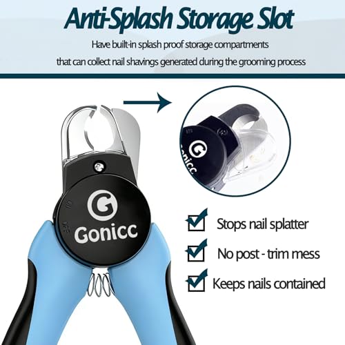gonicc LED Pet Nail Clippers for Dogs & Cats | Light-Up Dog Nail Trimmer with Safety Lock & Built‑in File, Professional Stainless Steel Nail Clippers for Pets - size: LED Dogs & Cats Nail Clippers