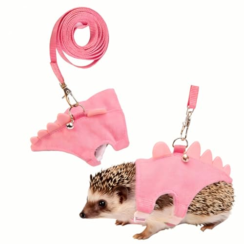 Adjustable Hedgehog Harness and Leash Set - Escape-Proof Small Animals Harness for Hedgehogs, Ferrets, Hamster - Soft, Lightweight & Comfortable (Pink, M) - color: Pink