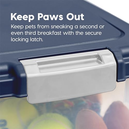 IRIS USA Dog Food Storage Container, Up to 30+11 lbs, Gray/Dark Gray | Made in the USA, Includes 2-Cup Scoop & Wheels, Airtight Seal, BPA-Free, Bird Seed, Cat food, Cat Litter, Treats, Toys - color: Navy