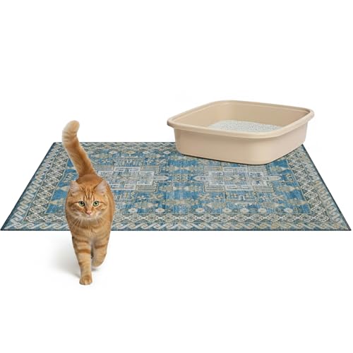 Lovewag Cat Litter Mat, Litter Box Mat, Blue Mesa, 28x41, 2 Pack | Washable litter mat cover, kitty litter mat & cat mat for litter box, litter trapping mat, prevents tracking, multi-cat - color: Blue Mesa, size: 28x41 inches (Pack of 2)