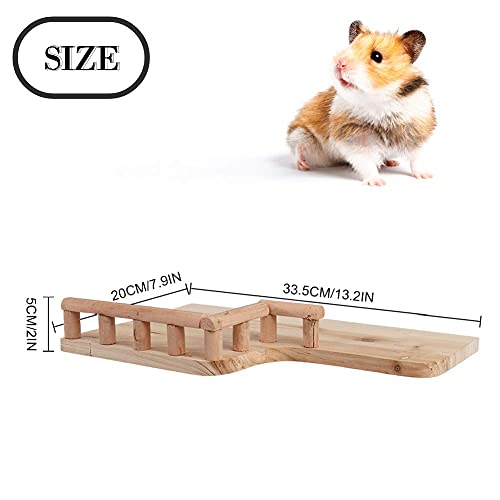 Birdcage Stands Hamster Climbing Platform, Wooden Rest Platform with Railing Small Pet Wooden Toys for Guinea Pig Chinchilla Small Animals Climbing
