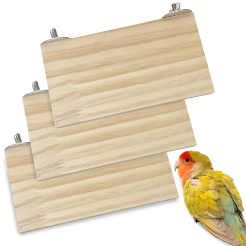 kathson Bird Wood Platform Parrot Perch Stand Parakeet Playground Cage Corner Shelf for Conures Budgies Parakeets Cockatiels Lovebirds 3Pcs - size: 6.3x2.5in,3PCS