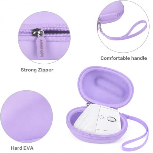 ANKHOH Case for Logitech Lift Vertical Ergonomic Mouse, Purple | Hard EVA case for Wireless Bluetooth Upright Device, Made for Daily Storage and Travel Protection, Bag Only - color: Purple