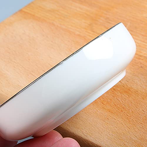 Colias Wing Multipurpose Porcelain Side Dish Bowl Seasoning Dishes Soy Dipping Sauce Dishes-Set of 6-White - color: White-Black Edge